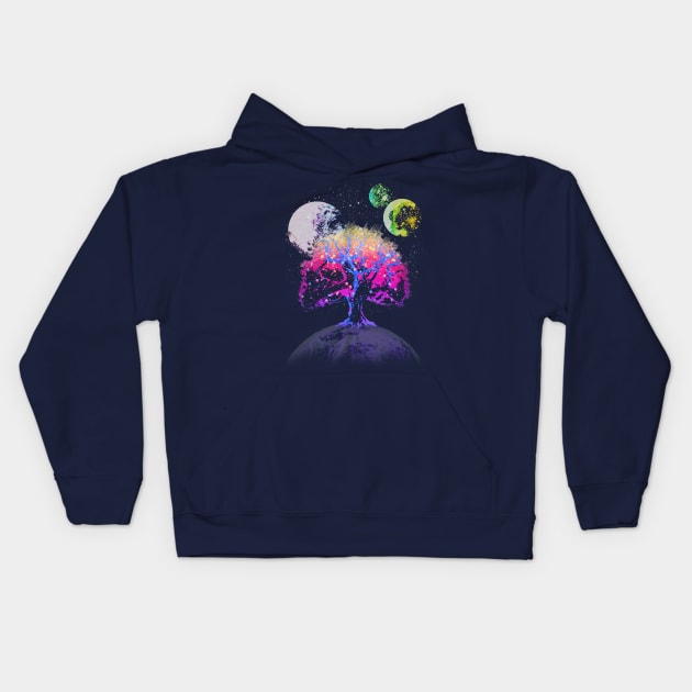 Space Tree of Life Kids Hoodie by robotface